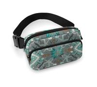 Sac banane imperméable pour femme et homme - Motif citrouille d'automne - Motif floral, Style bohème turquoise, 20x13cm, Art Déco