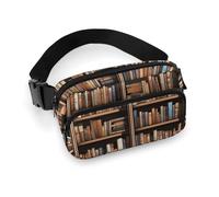 Sac banane imperméable pour femme et homme - Motif poule, Bibliothèque, 20x13cm, Art Déco