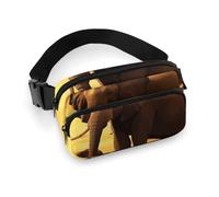 Sac banane imperméable pour femme et homme - Motif poule, Sunset Elephant, 20x13cm, Art Déco