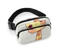Sac banane imperméable pour femme et homme - Motif tigre dessiné à la main, Adorable nœud en forme de girafe, 20x13cm, Art Déco
