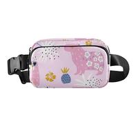 Sac banane imperméable pour femme - Hippopotame floral rose - 20,3 x 13,5 x 5,8 cm - Motif hippopotame floral rose - 20,3 x 13,5 x 5,8 cm, Hippopotame floral rose, 8 x 5.3 x 2.3 inch, Drôle et mignon