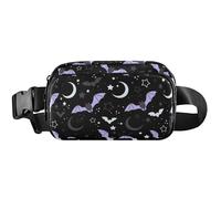 Sac banane imperméable pour femme Motif chauve-souris effrayante et lune Noir 20,3 x 13,5 x 5,8 cm, Spooky Bat Moon Noir, 8 x 5.3 x 2.3 inch, Drôle et mignon