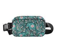 Sac banane imperméable pour femme Motif floral Bleu sarcelle 20,3 x 13,5 x 5,8 cm, Floral Garden Sarcelle, 8 x 5.3 x 2.3 inch, Drôle et mignon