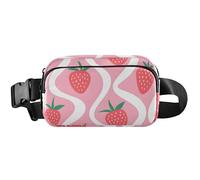 Sac banane imperméable pour femme Motif fraises Rose 2 20,3 x 13,5 x 5,8 cm, Fraises mignonnes roses 2, 8 x 5.3 x 2.3 inch, Drôle et mignon