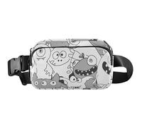 Sac banane imperméable pour femme - Motif monstres mignons gris - 20,3 x 13,5 x 5,8 cm - Gris - 20,3 x 13,5 x 5,8 cm, Monstres mignons gris, 8 x 5.3 x 2.3 inch, Drôle et mignon