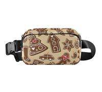 Sac banane imperméable pour femme Motif pain d'épice floral Beige 20,3 x 13,5 x 5,8 cm, Pain d'épices floral beige, 8 x 5.3 x 2.3 inch, Drôle et mignon
