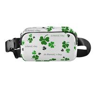 Sac banane imperméable pour femme - Motif trèfle à feuilles vertes - Blanc - 20,3 x 13,5 x 5,8 cm, Green Leaf Clover St Blanc, 8 x 5.3 x 2.3 inch, Drôle et mignon