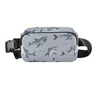 Sac banane imperméable pour femme, sac banane bleu marine mignon pour femme, motif requins océaniques bleu 2, 20,3 x 13,5 x 5,8 cm, drôle mignon, requin océan bleu 2, 20,3 x 13,5 x 5,8 cm, amusant et
