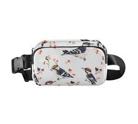 Sac banane imperméable pour femmes, hommes, adolescents - Motif chats courts - Jaune, Beauté Pic Downy Oiseaux Blanc, 1 size