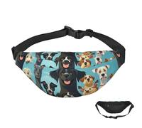 Sac banane imperméable pour homme et femme avec sangle réglable, Grand groupe de chiens, Taille unique
