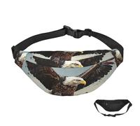 Sac banane imperméable pour homme et femme avec sangle réglable Motif aigle, Un aigle survole, Taille unique