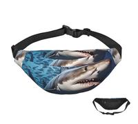 Sac banane imperméable pour homme et femme avec sangle réglable Motif aigle, Un requin nage dans la mer, Taille unique