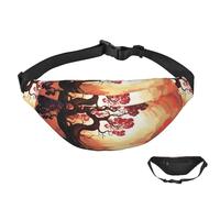 Sac banane imperméable pour homme et femme avec sangle réglable Motif cheval de glace Bleu, Arbre d'art, Taille unique