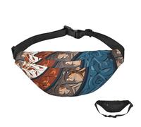 Sac banane imperméable pour homme et femme avec sangle réglable Motif crâne et rose, Motifs en spirale et courbes, Taille unique