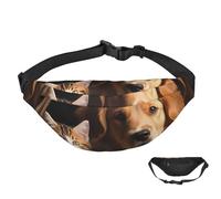 Sac banane imperméable pour homme et femme avec sangle réglable Motif libellule bleue, Chien et chat, Taille unique