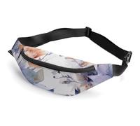 Sac banane imperméable pour homme et femme avec sangle réglable Motif plante, Fleurs violettes et oranges, 36*15cm