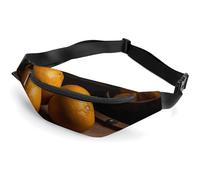 Sac banane imperméable pour homme et femme avec sangle réglable pour ail et coriandre, Oranges sur planche en bois, 36*15cm