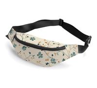 Sac banane imperméable pour homme et femme avec sangle réglable pour ail et coriandre, Petites fleurs et feuilles, 36*15cm