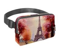 Sac banane imperméable pour homme et femme avec sangle réglable pour course à pied, entraînement, voyage, tour Eiffel, arbres roses, multicolore 1, Taille unique, Organiseur de sac