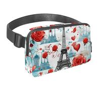 Sac banane imperméable pour homme et femme avec sangle réglable pour la course à pied, l'entraînement, les voyages, tour Eiffel roses, Multicolore 6., Taille unique, Organiseur de sac