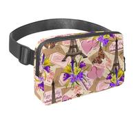Sac banane imperméable pour homme et femme avec sangle réglable pour la course à pied, l'entraînement, les voyages, tour Eiffel fleur, Multicolore 15., Taille unique, Organiseur de sac