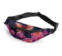 Sac banane imperméable pour homme et femme Mauna Kea Summit Sunset avec sangle réglable, Fleurs de lune et papillons, 36*15cm