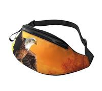 Sac banane imperméable pour homme et femme - Motif aigle chauve - Coucher de soleil doré