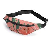 Sac banane imperméable pour homme et femme - Motif hexagonal bleu - Avec sangle réglable, Corail Vintage Floral, 36*15cm