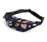 Sac banane imperméable pour homme et femme - Motif hexagonal bleu - Avec sangle réglable, Motif feuilles et fruits, 36*15cm