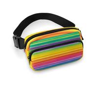 Sac banane imprimé à rayures de couleur arc-en-ciel pour entraînement, voyage, course décontractée, course à pied, randonnée, cyclisme, rayures de couleur arc-en-ciel, 7,9 x 13 cm, Rayures de couleur