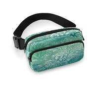 Sac banane imprimé algues vertes bleu mer pour entraînement, voyage, course décontractée, course à pied, randonnée, cyclisme, algues vertes bleu mer, 20 x 13 cm, Algues vertes et bleues, 7.9 X 5.1 in