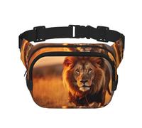 Sac banane imprimé animaux africains avec extension pour homme et femme avec poches zippées, noir, One Size