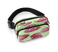 Sac banane imprimé avec motif pêche framboise pour entraînement, voyage, course décontractée, course à pied, randonnée, cyclisme, 20 x 13 cm, Motif pêche et framboise, 7.9 X 5.1 in