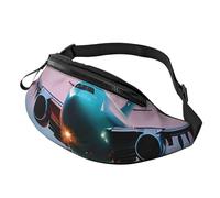 Sac banane imprimé avion dans les lumières du soir pour voyage, randonnée, cyclisme et course à pied, festival, rangement d'équipement unisexe