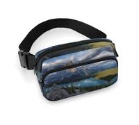 Sac banane imprimé Banff National Park pour homme et femme, sac banane pour entraînement, voyage, course décontractée, course à pied, randonnée, cyclisme, sac banane avec sangle réglable pour