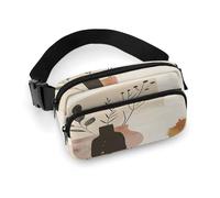 Sac banane imprimé beige et marron pour entraînement, voyage, course décontractée, course à pied, randonnée, cyclisme, beige et marron, 7,9 x 13 cm, Beige/marron, 7.9 X 5.1 in