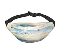 Sac banane imprimé Birds in The Park On A Snowy Day pour homme et femme | Sac banane imperméable avec sangle réglable | Sac banane pour voyage, course à pied, randonnée, Ocean Sunset, Taille unique