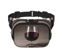 Sac banane imprimé bouteille de vin avec extension pour homme et femme avec poches zippées, noir, One Size