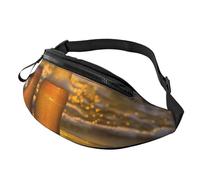 Sac banane imprimé bouteilles de bière, plage, coucher de soleil avec prise casque, sac banane personnalisé unisexe pour la course à pied, la randonnée, pour homme et femme, Noir , Taille unique, Sacs