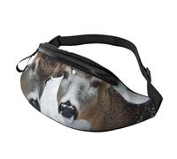 Sac banane imprimé cerf dans une belle neige avec prise casque, sac banane personnalisé unisexe pour la course à pied, la randonnée, pour homme et femme, Noir , Taille unique