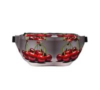 Sac banane imprimé cerises chiliennes avec grande capacité et poches doubles, adapté pour les voyages et le sport.