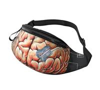 Sac banane imprimé cerveau humain avec prise casque, sac banane personnalisé unisexe pour la course à pied, la randonnée, pour homme et femme, Noir , Taille unique