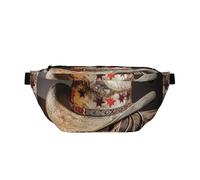 Sac banane imprimé chapeau de rodéo américain ouest réglable, sac banane léger de voyage ceinture pour la marche, le cyclisme, la randonnée, les voyages, Noir , Taille unique, Sac à dos décontracté