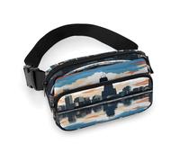 Sac banane imprimé Chicago Skyline pour entraînement, voyage, course décontractée, course à pied, randonnée, cyclisme, motif d'horizon de Chicago, 20 x 13 cm, Horizon de Chicago, 7.9 X 5.1 in