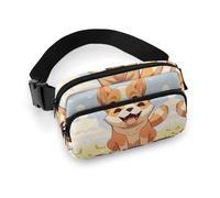 Sac banane imprimé chien Shiba Inu de dessin animé pour entraînement, voyage, course décontractée, course à pied, randonnée, cyclisme, dessin animé Shiba Inu, 20 x 13 cm, Chien Shiba Inu de dessin