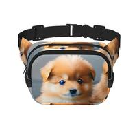 Sac banane imprimé chiot de Poméranie et point 1 pour homme et femme avec sangle réglable pour voyage, randonnée, cyclisme