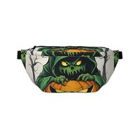 Sac banane imprimé citrouille fantôme vert horreur Halloween 1 avec sangle réglable pour voyage, course à pied, randonnée