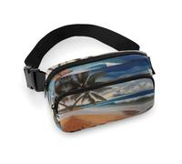Sac banane imprimé cocotier plage de sable pour entraînement, voyage, course décontractée, course à pied, randonnée, cyclisme, cocotier, plage de sable, 20 x 13 cm, Coco Palm Beach Sandy, 7.9 X 5.1 in