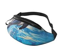 Sac banane imprimé dauphin avec prise casque, sac banane personnalisé unisexe pour la course à pied, la randonnée, pour homme et femme, Noir , Taille unique, Sacs à dos Sling