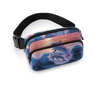 Sac banane imprimé dauphins pour entraînement, voyage, course décontractée, course à pied, randonnée, cyclisme, art des dauphins, 20 x 13 cm, Dauphins Art, 7.9 X 5.1 in